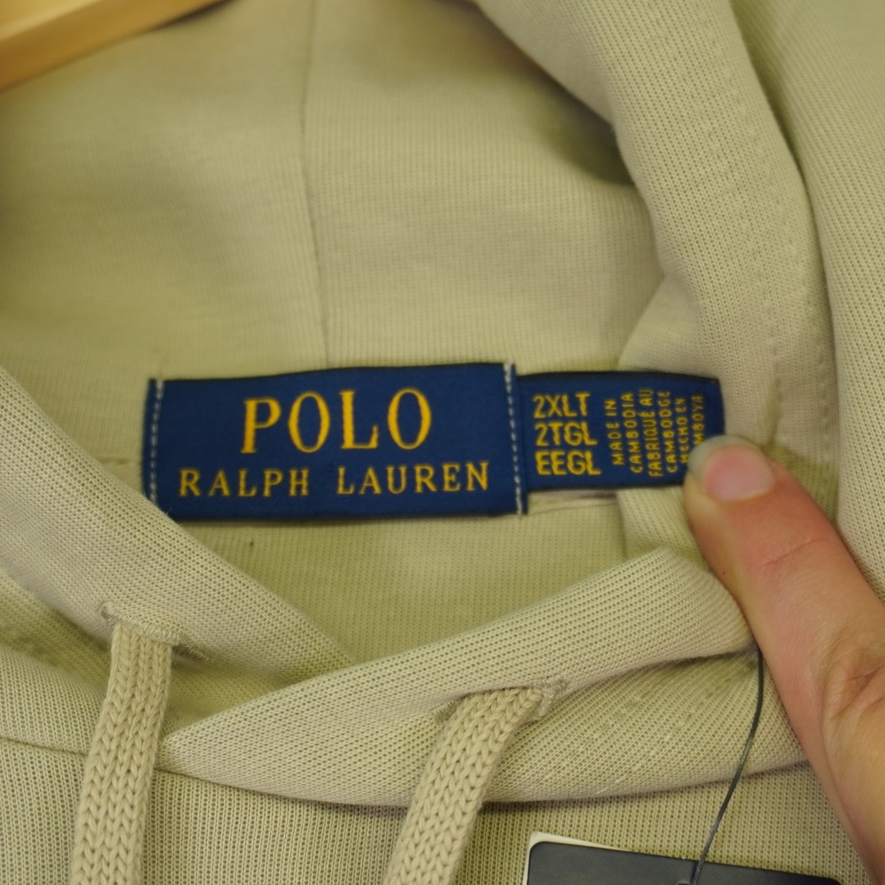 NEW Polo Ralph Lauren Hoodie Mens 2XLT Beige Big Pony Embroidered Sweatshirt - Picture 5 of 12